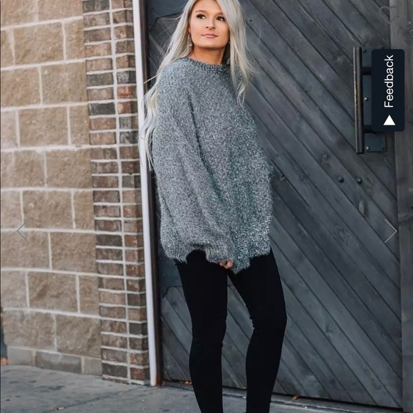 Will and Root tinsel gray sparkly sweater - Picture 3 of 5
